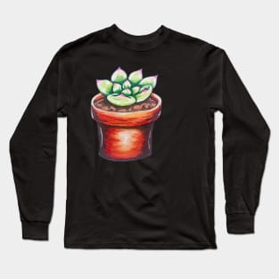 Cute Potted Succulent Long Sleeve T-Shirt